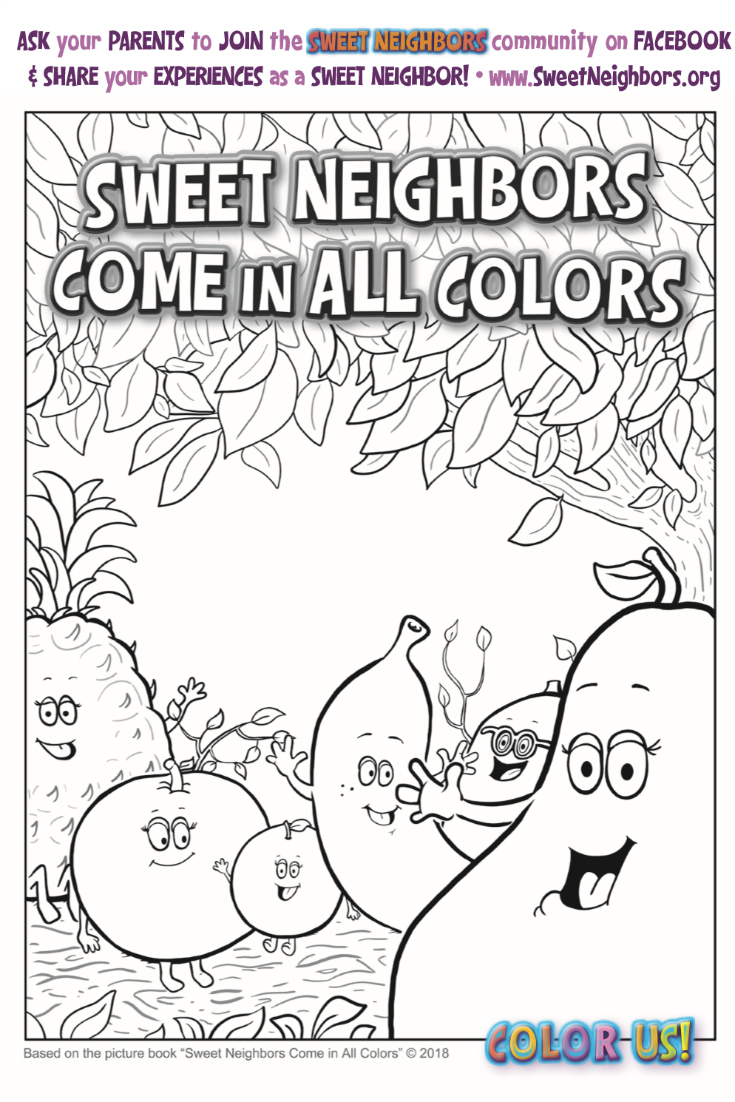 Free Printable Sweet Neighbors Fruit Coloring Page