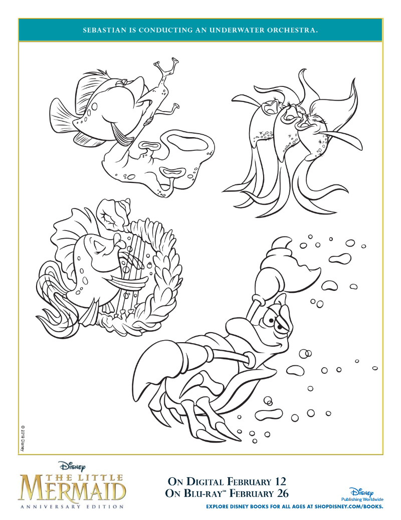 Free Printable Disney Little Mermaid Orchestra Coloring Page