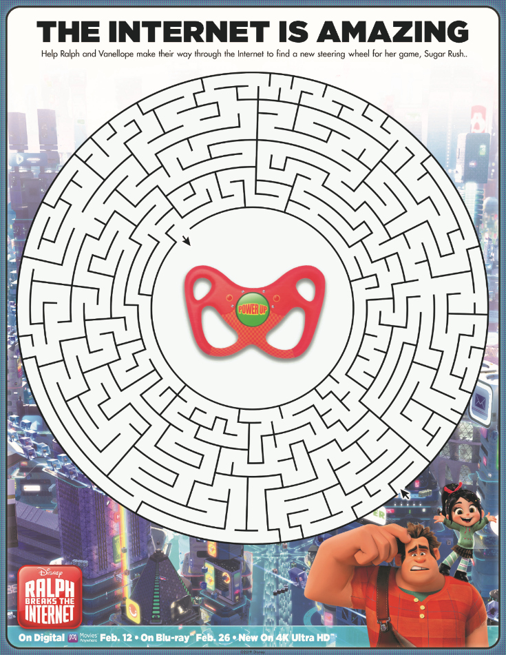 Free Printable Ralph Breaks The Internet Maze Activity Page from Disney