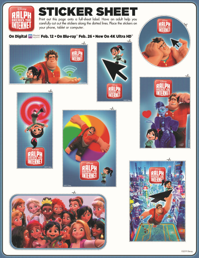 Free Printable Stickers from Disney Ralph Breaks The Internet