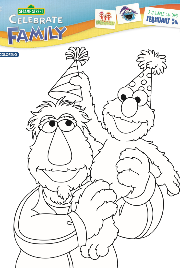 Free Printable Sesame Street Birthday Coloring Page - Elmo Celebrates Family