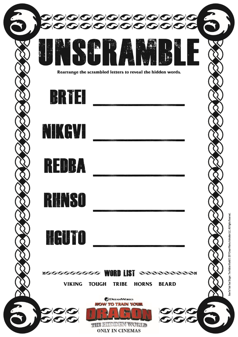 dragon word scramble printable from httyd3 mama likes this