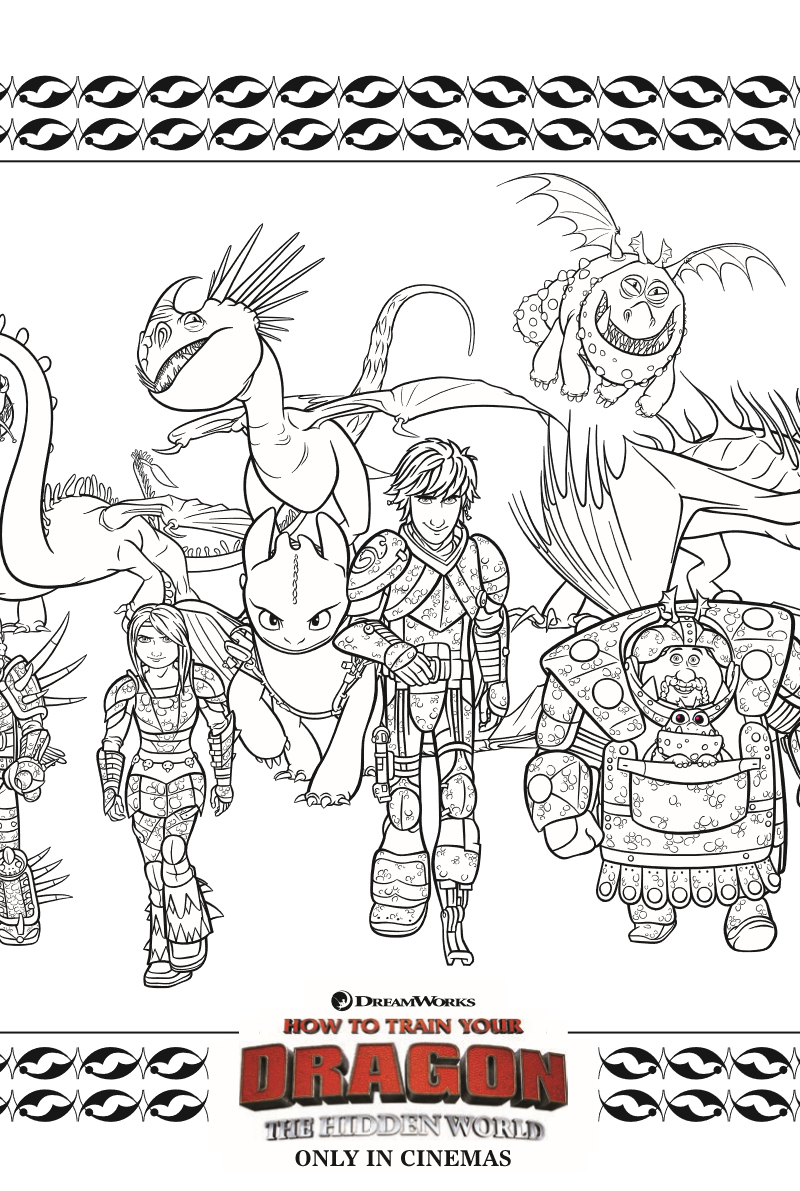 Free Printable HTTYD3 Coloring Page - How to Train Your Dragon 3: The Hidden World characters