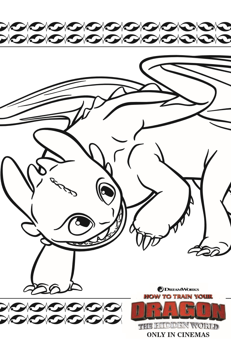 Toothless Dragon Coloring Page from How To Train Your Dragon 3