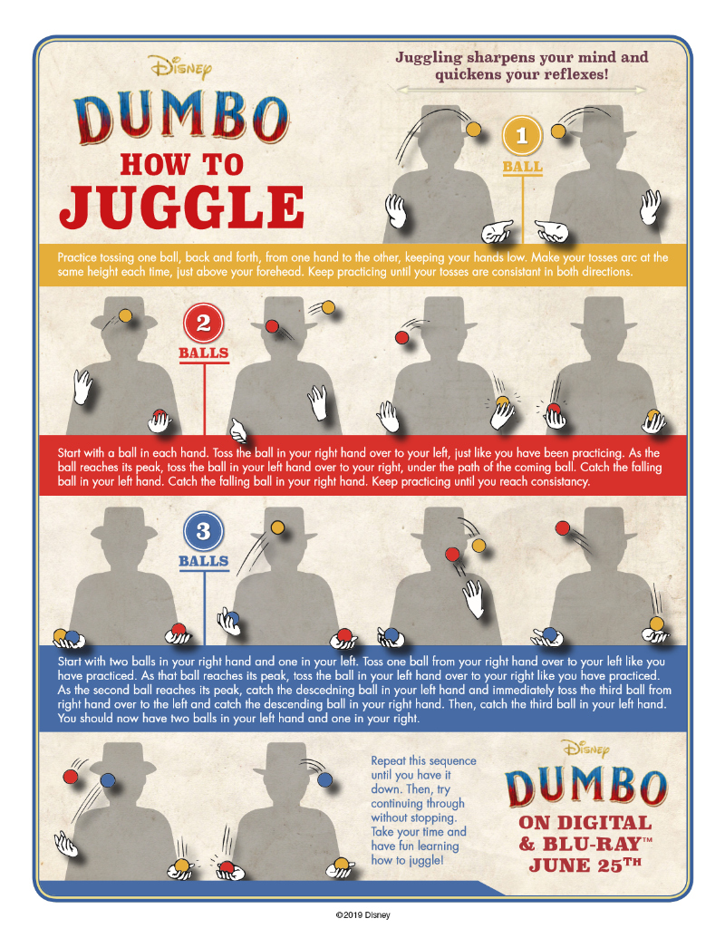 Free Printable Disney Dumbo How To Juggle Activity Page