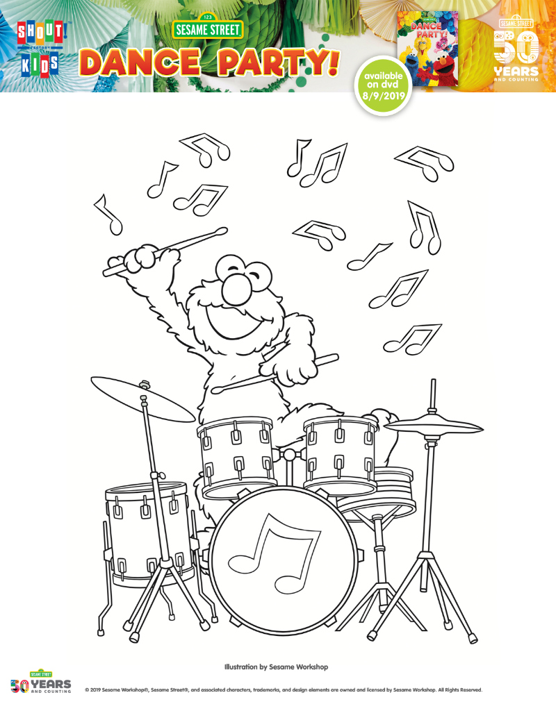 Free Printable Sesame Street Elmo Drummer Coloring Page