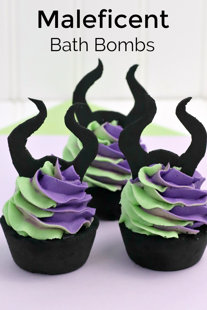 Maleficent Cupcake Bath Bomb Craft Tutorial - Disney inspired DIY #Maleficent #Maleficent2 #BathBomb #BathBombs #Craft #Disney #DisneyCraft