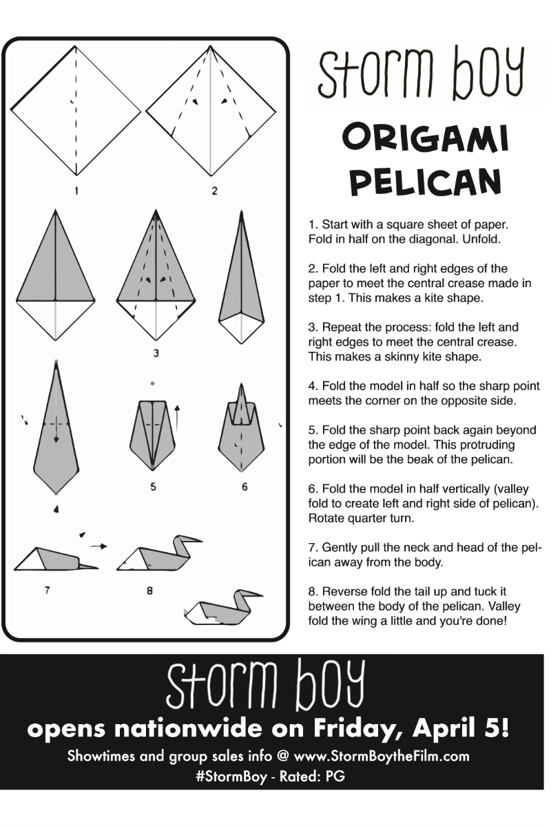 Pelican Origami Tutorial with Printable Instructions - Free Printable from Storm Boy Movie