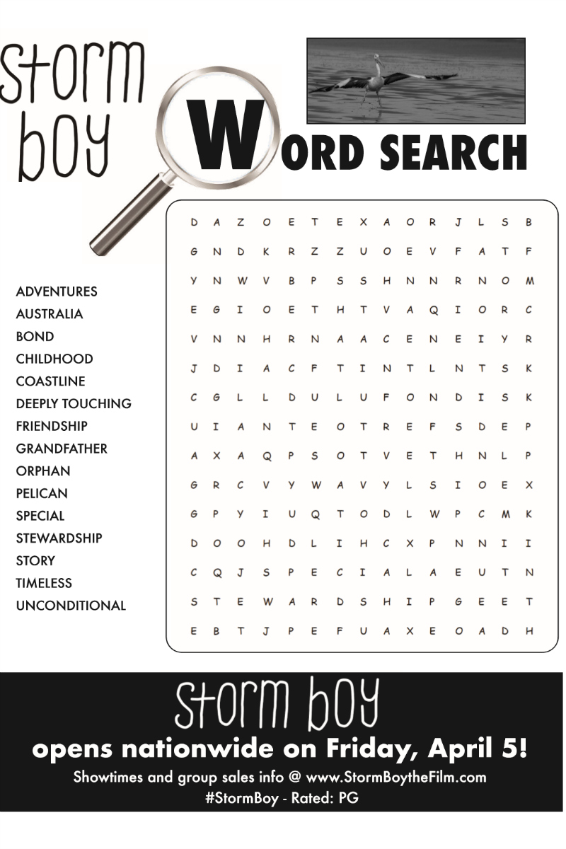 Free Printable Storm Boy Word Search Activity Page