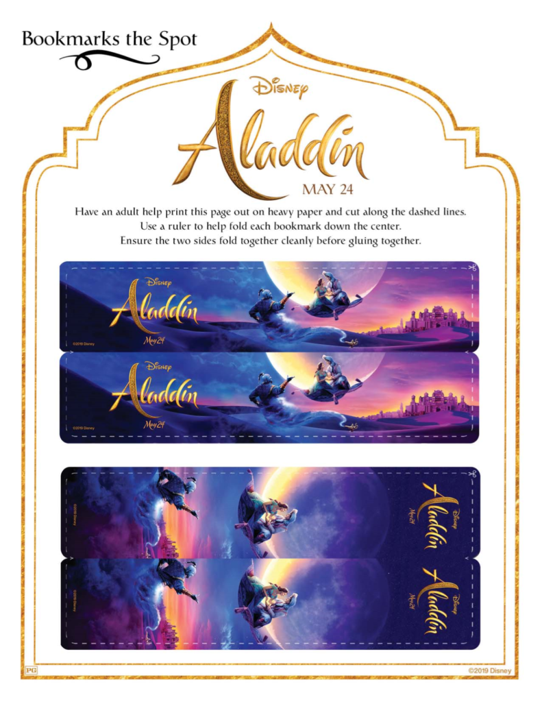 Free Printable Aladdin Bookmarks Craft - Mama Likes This