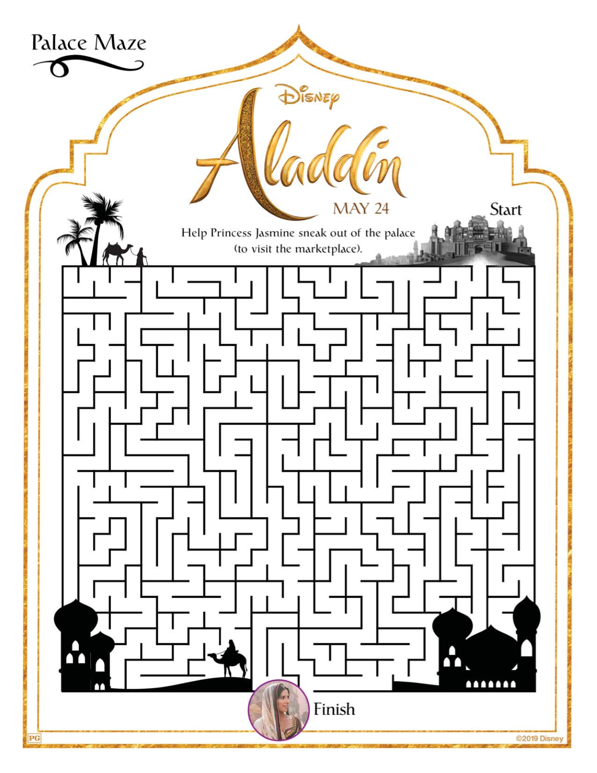 Free Printable Disney Aladdin Palace Maze #disney #aladdin #freeprintable #printable #maze #printablemaze 