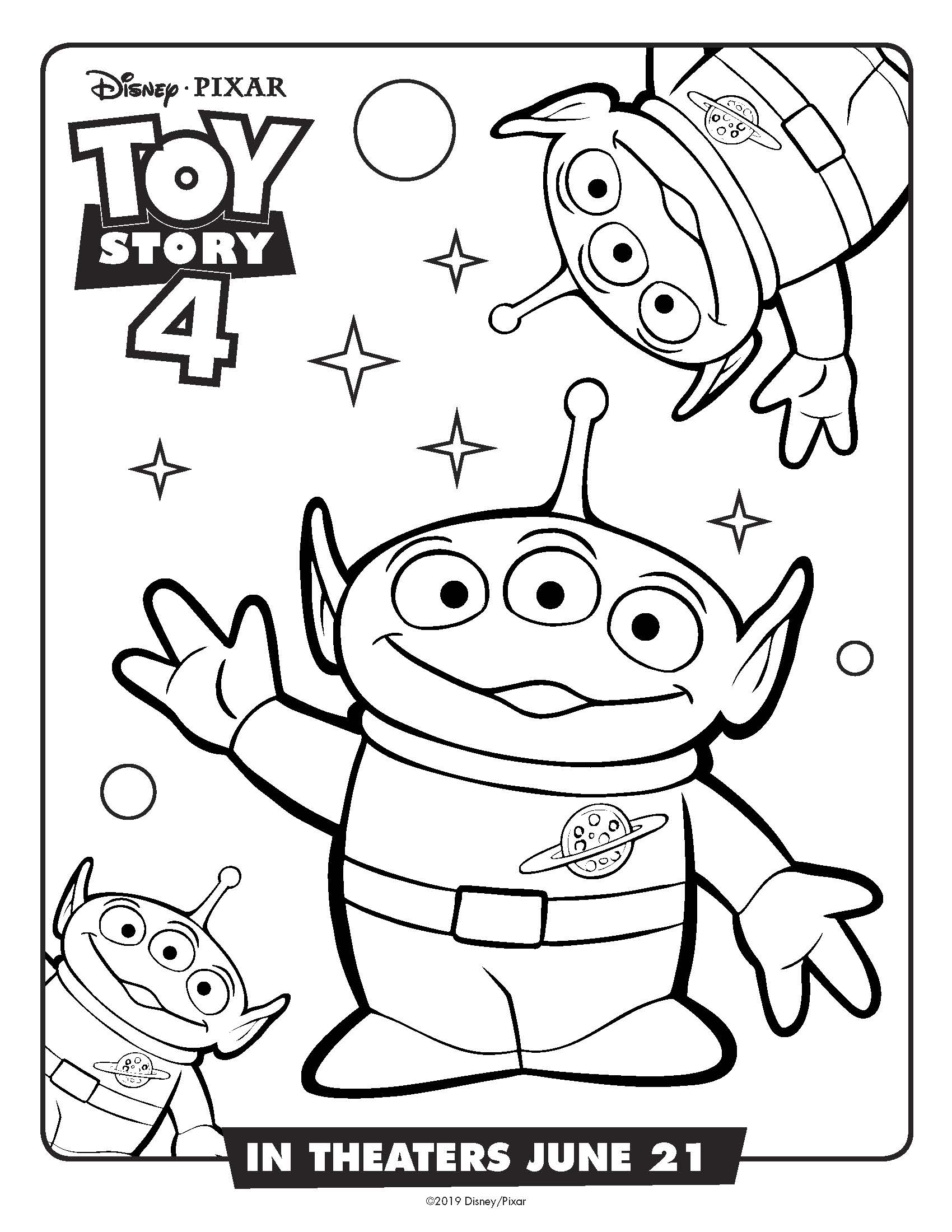 Free Printable Disney Toy Story Aliens Coloring Page #disney #toystory4 #toystory #pixar #aliens #coloringpage #free printable