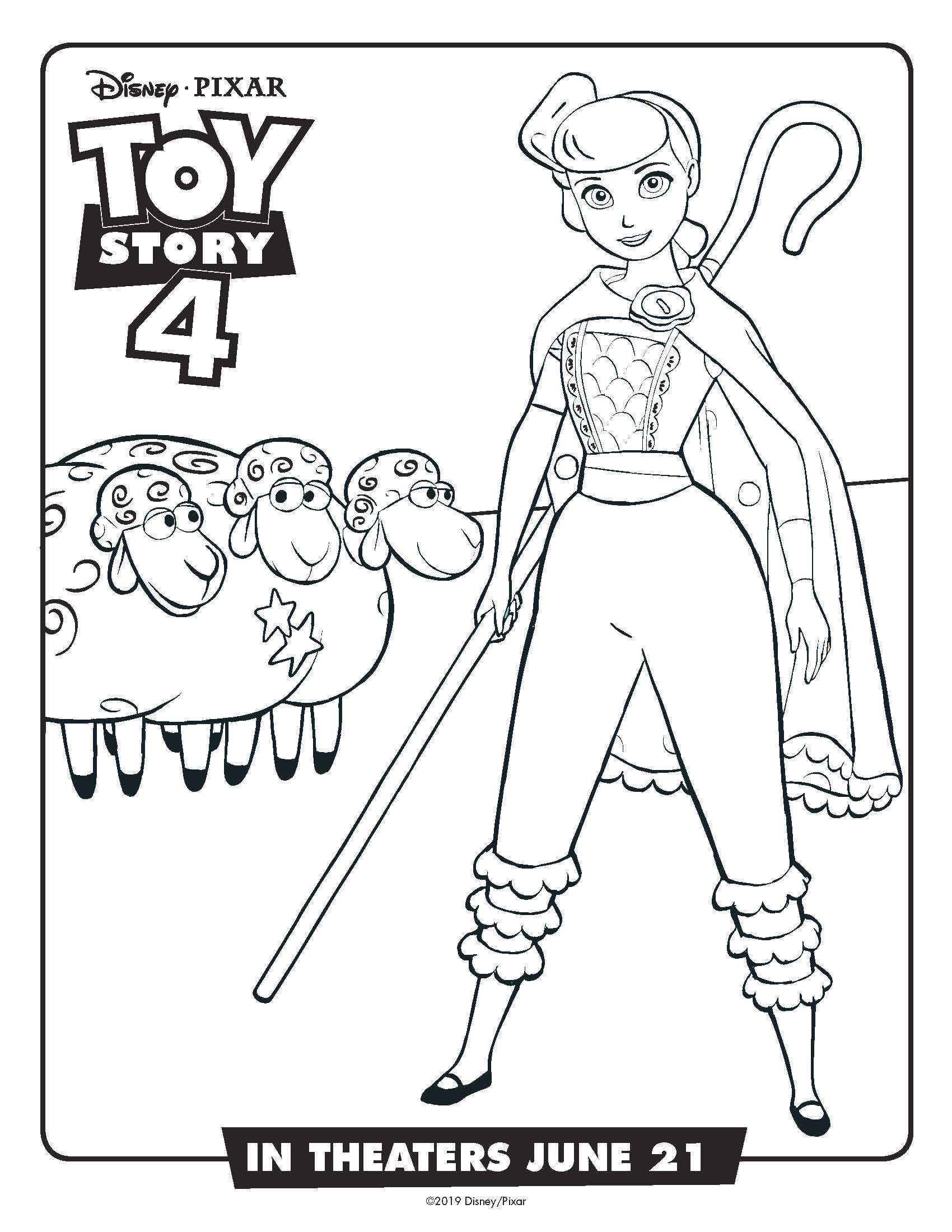 Free Printable Disney Toy Story Bo Peep Coloring Page #disney #toystory #toystory4 #bopeep #freeprintable #coloringpage