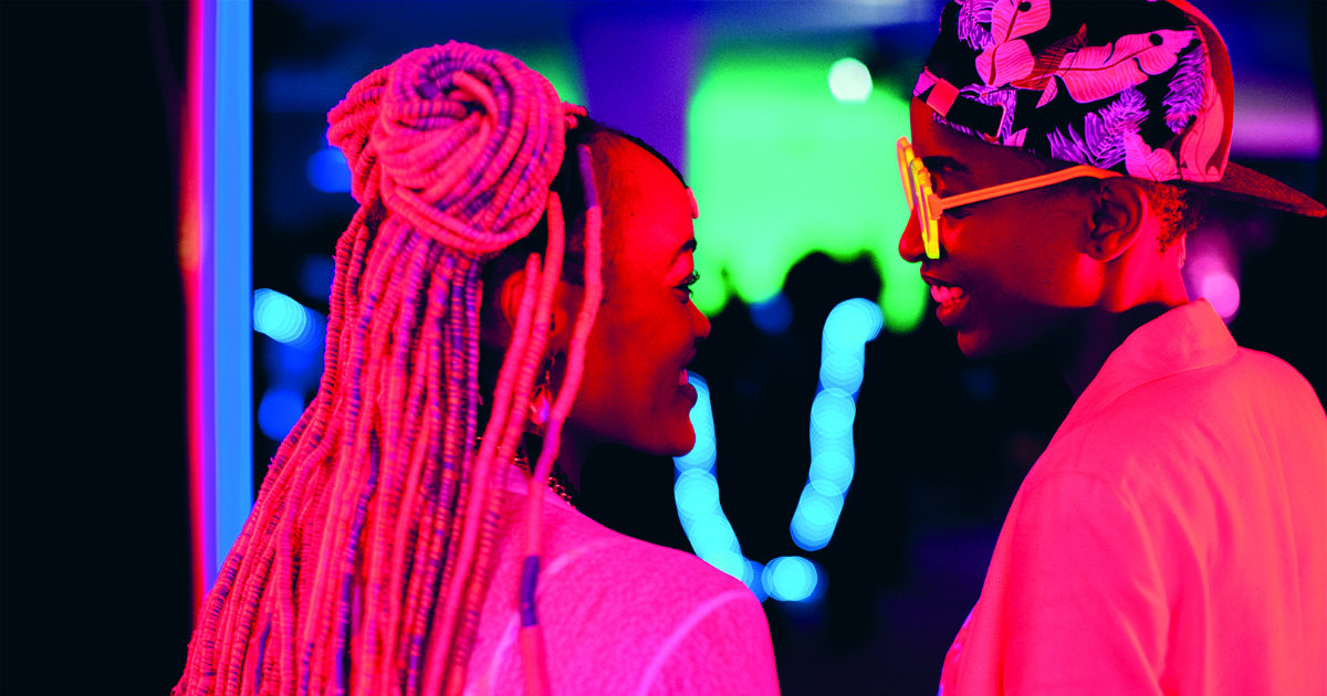 couple smiling at each other in rafiki movie