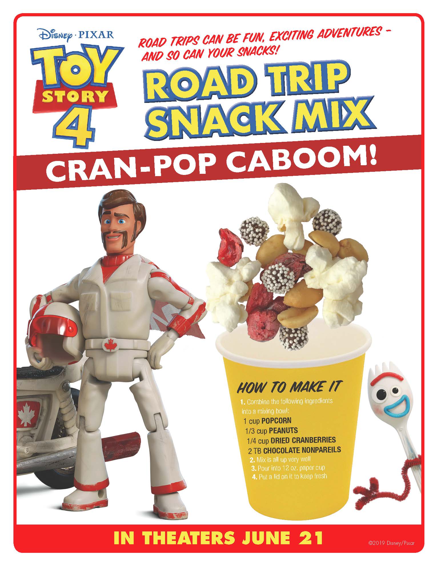 Toy Story Party Duke Caboom Snack Mix Recipe #toystory #toystory4 #dukecaboom #keanureeves #toystoryparty #snackmix #toystoryrecipe