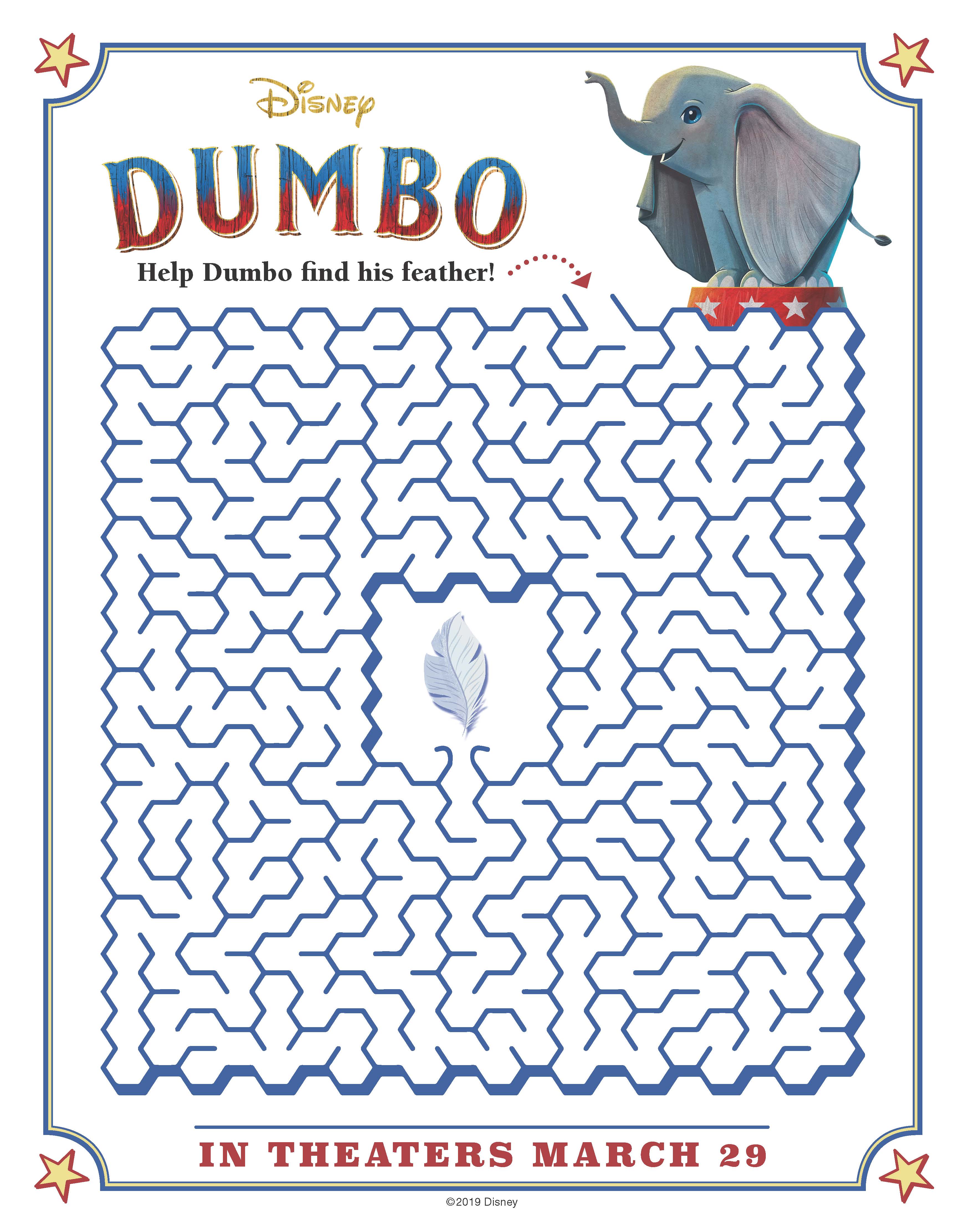 Free Printable Disney Dumbo Maze Activity Page #disney #dumbo #maze #freeprintable #printablemaze