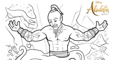 feature Aladdin Genie Lamp Coloring Page