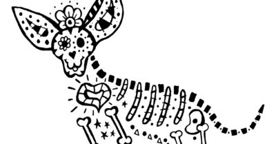 skeleton dog coloring page