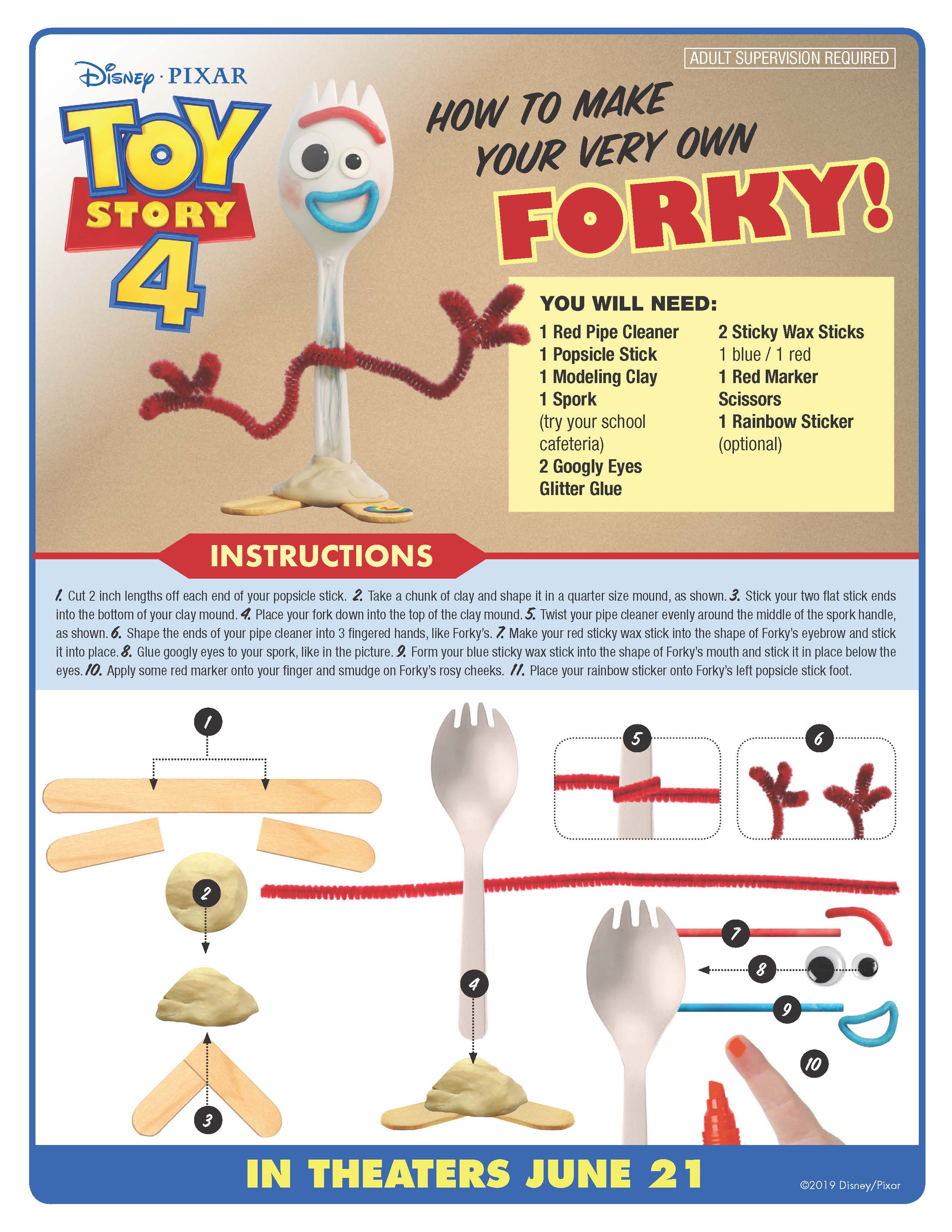 How to Make Your Own Forky from Toy Story #disney #craft #disneycraft #forky #toystory #toystory4