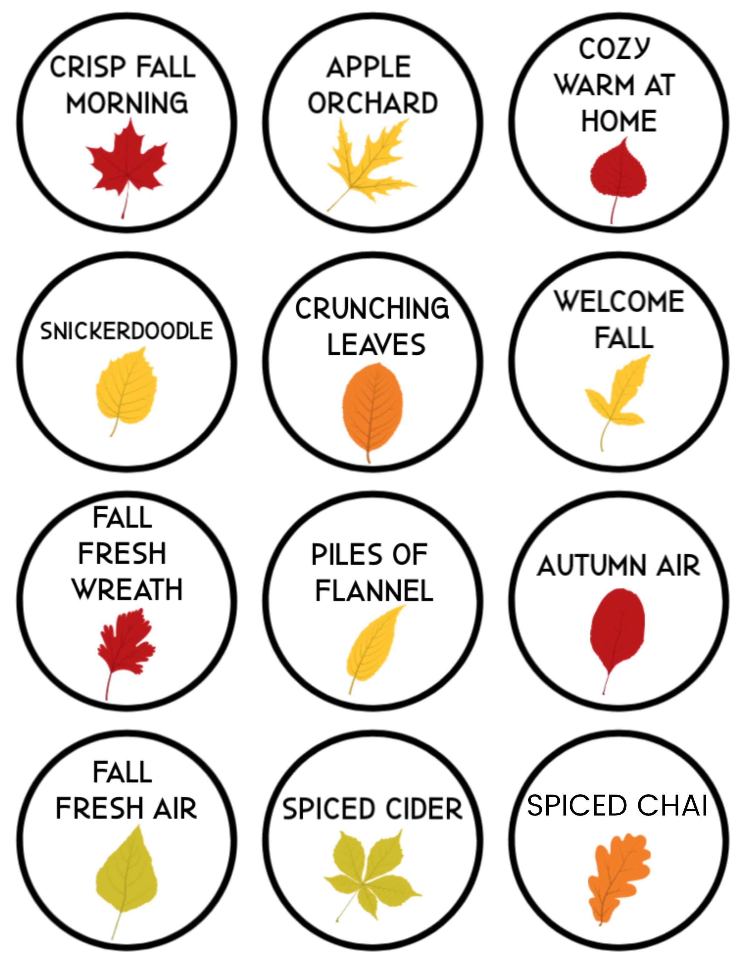 printable labels for fall room sprays