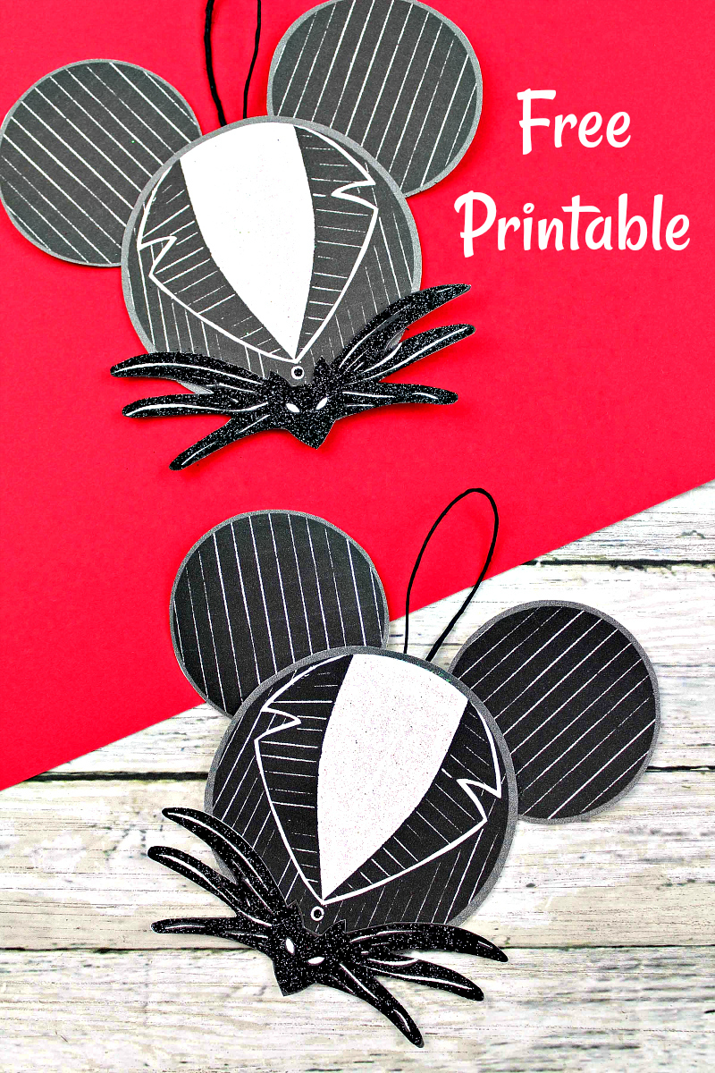 Jack Skellington Ornament Craft #Disney #NightmareBeforeChristmas #FreePrintable #JackSkellington #ChristmasOrnament #HolidayOrnament #Jack #EasyCraft #EasyChristmasCraft