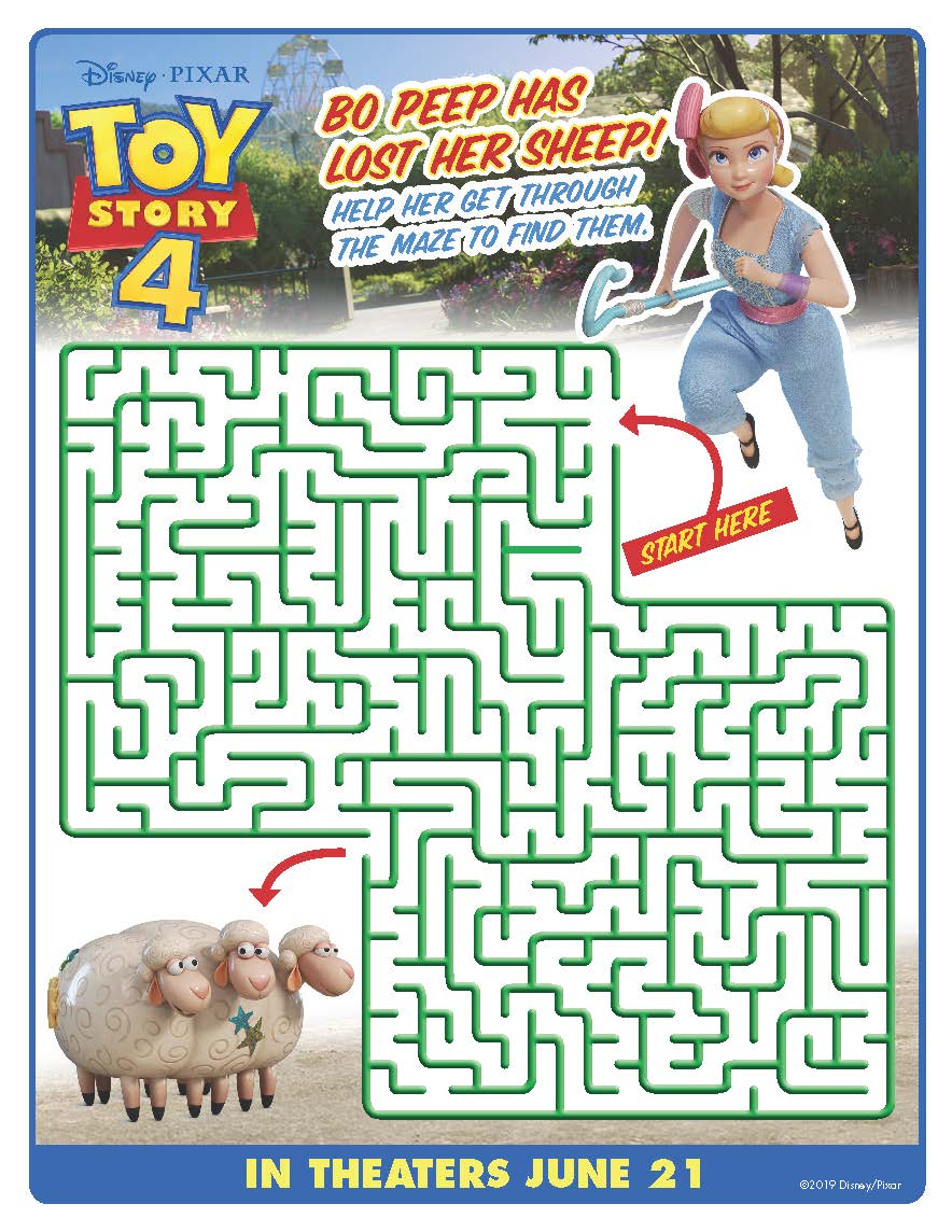 Free Printable Disney Toy Story Bo Peep Maze #toystory #toystory4 #bopeep #disney #freeprintable #maze #printablemaze
