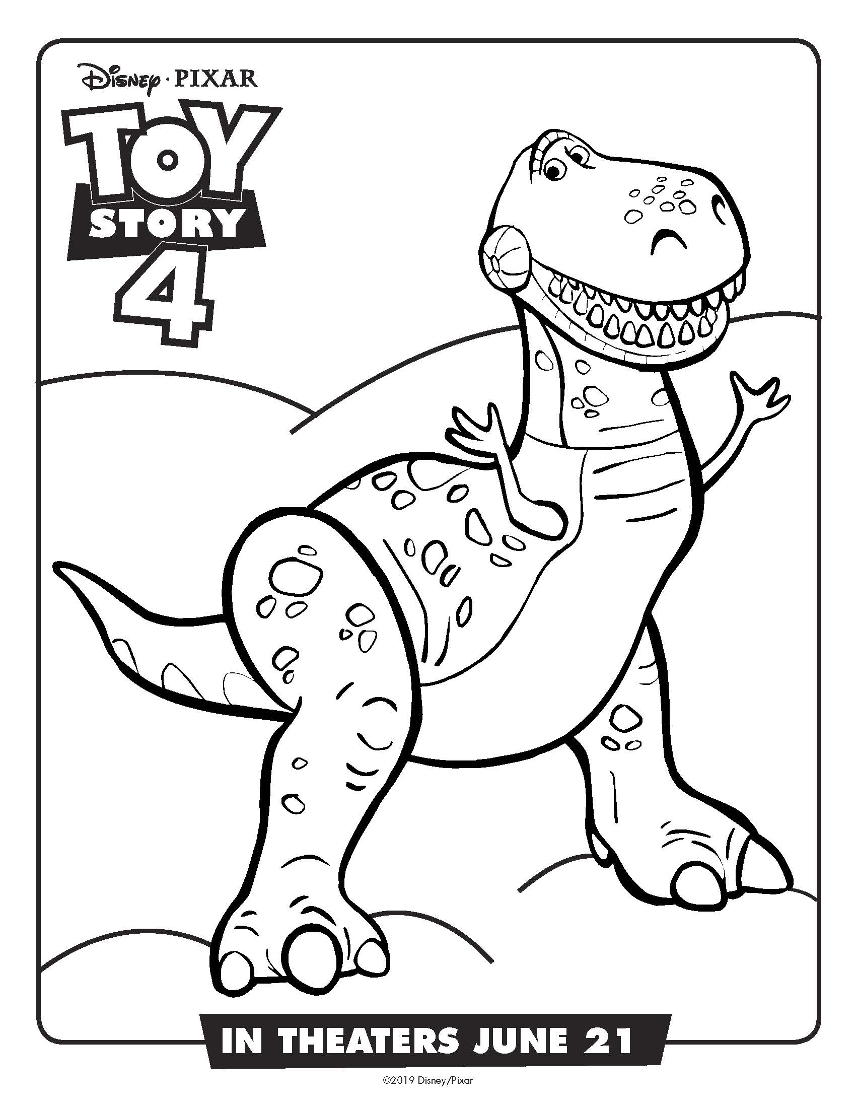 Free Printable Toy Story Rex Coloring Page #dinosaur #toystory #toystory4 #disney #freeprintable #coloringpage