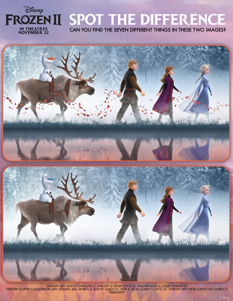 Disney Frozen 2 Spot The Difference Activity Page