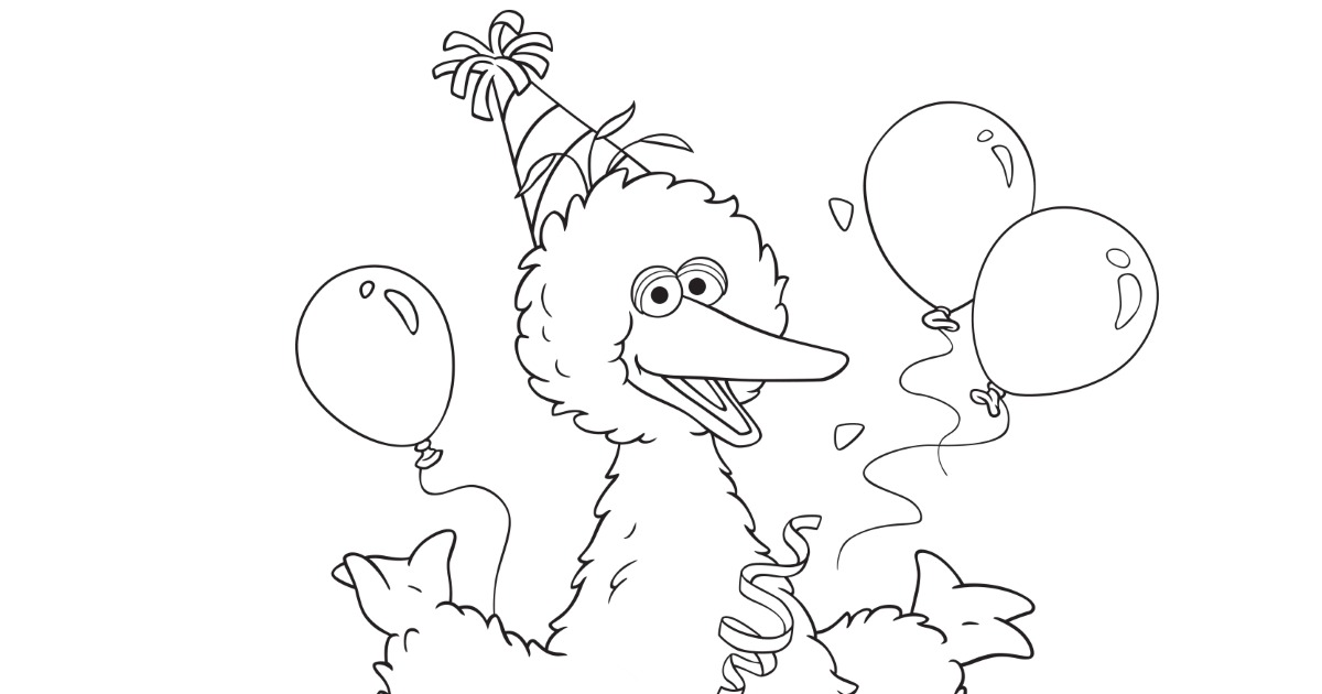 free printable big bird birthday coloring page mama likes this