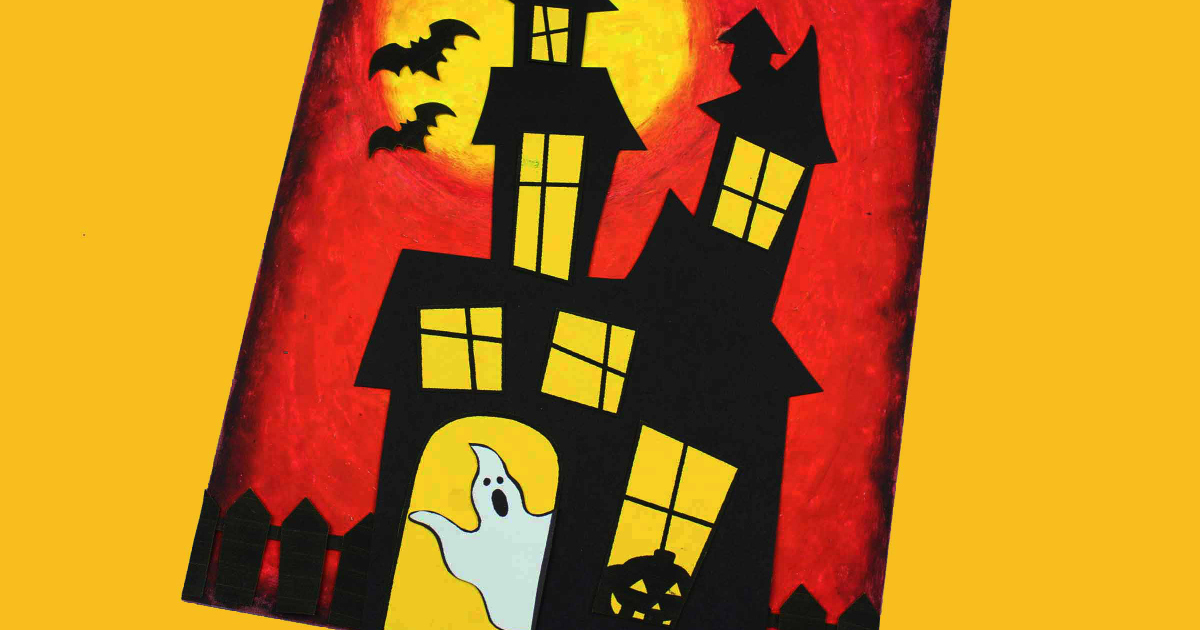 Oil Pastel Haunted House Craft - Projects with Kids