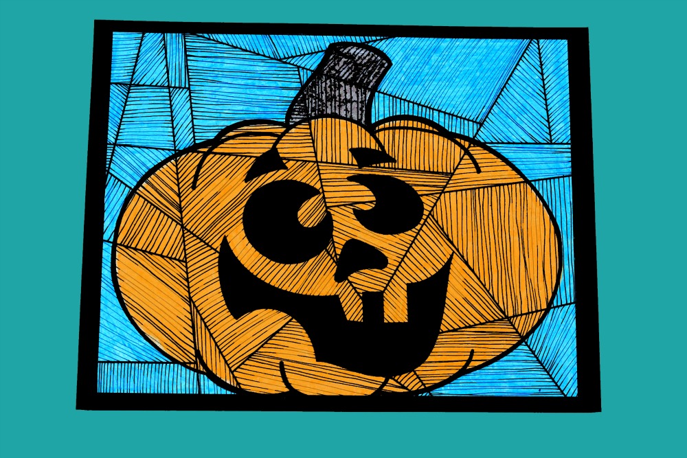 halloween pumpkin line study art