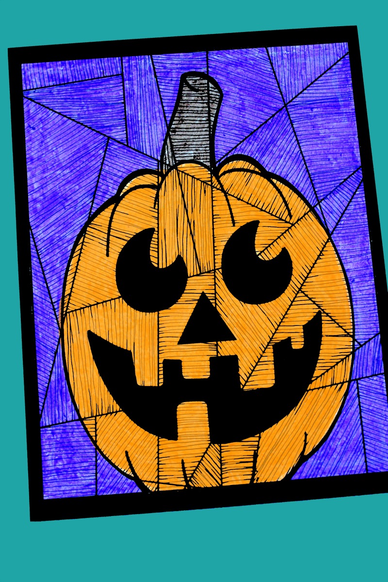 Halloween Happy Pumpkin Craft with free template #PaperCraft #FreePrintable #Halloween #HalloweenCraft #PumpkinCraft #LineStudy #FallCraft #Pumpkin