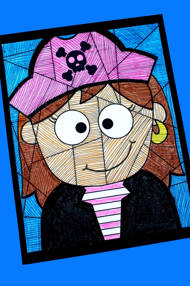 Free Printable Pirate Girl Craft #FreePrintable #Pirates #PirateGirl #GirlPirate #PirateCrafts #Craft #LineStudy