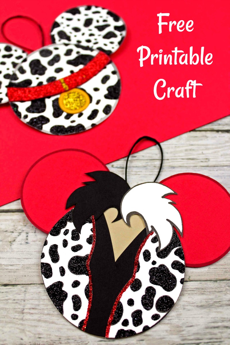 Disney 101 Dalmatians and Cruella Ornament Craft #101Dalmations #Cruella #ChristmasOrnament #OrnamentCraft #Craft #DisneyCraft #ChristmasCraft