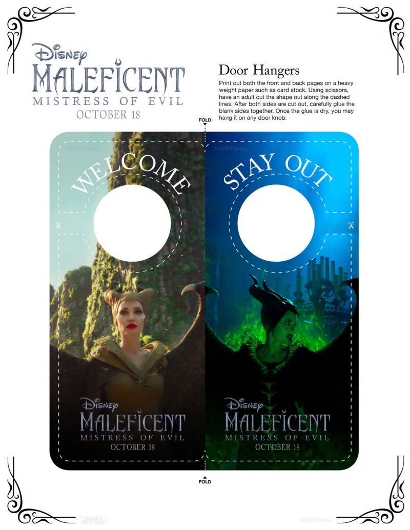 Free Printable Disney Maleficent Door Hanger Craft #Maleficent #MaleficentCraft #Disney #DisneyCraft #FreePrintable #AngelinaJolie