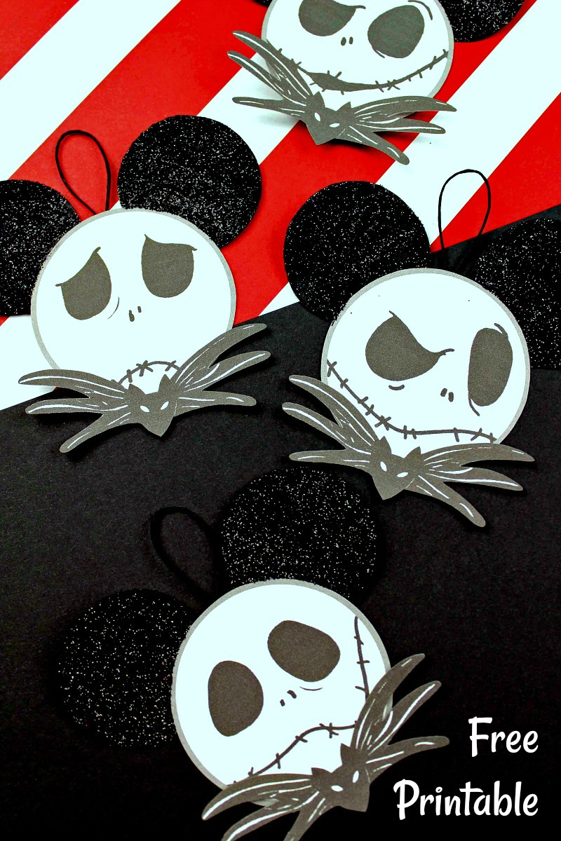 Jack Skellington Ornament Craft #NightmareBeforeChristmas #JackSkellington #ChristmasOrnament #DisneyCraft #FreePrintable #ChristmasCraft #HalloweenCraft