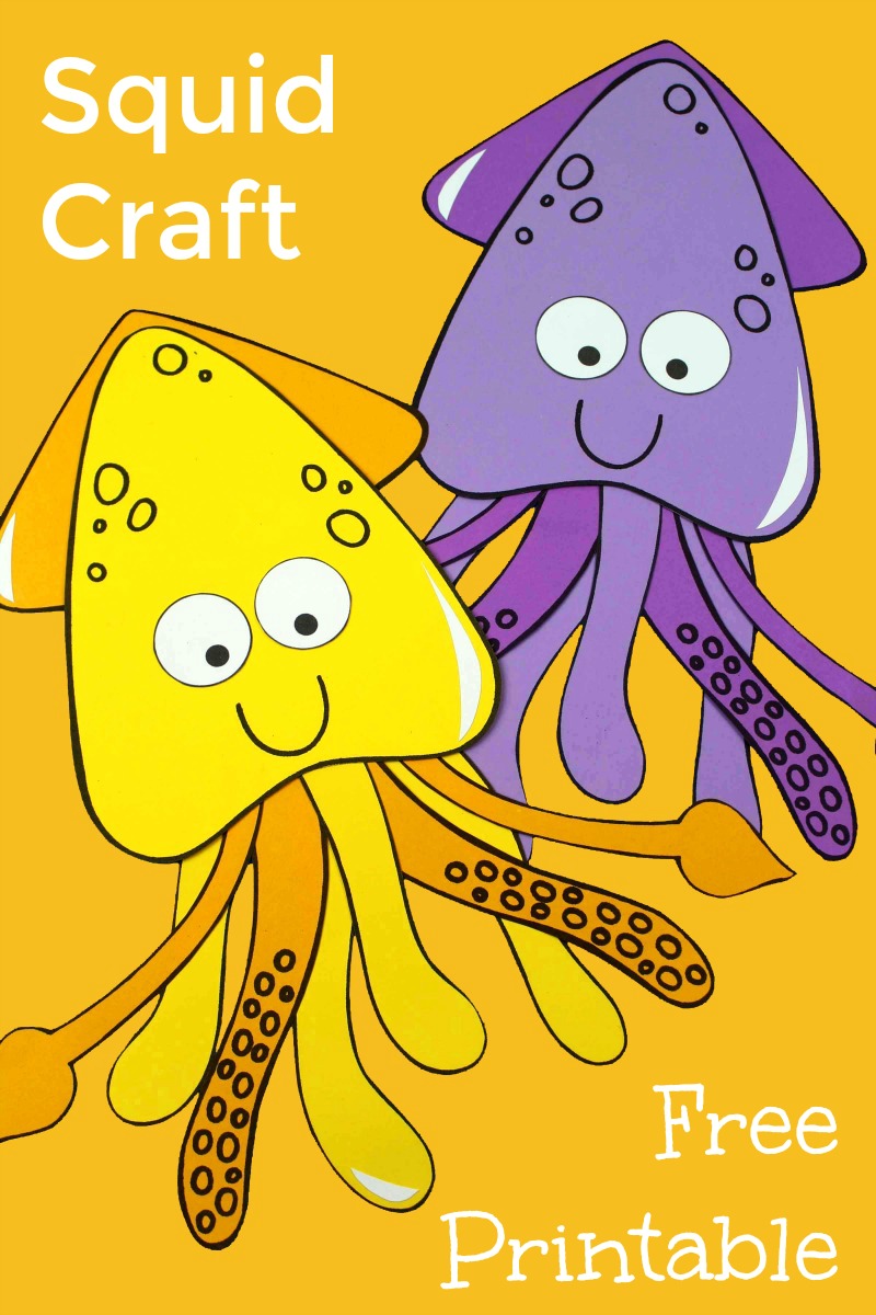 Happy Squid Craft with free printable template #FreePrintable #UnderTheSea #Squid #SquidCraft #PirateParty #UnderTheSeaParty