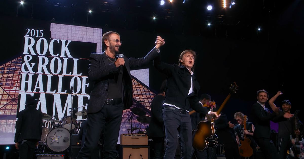 ringo starr and paul mccartney on stage