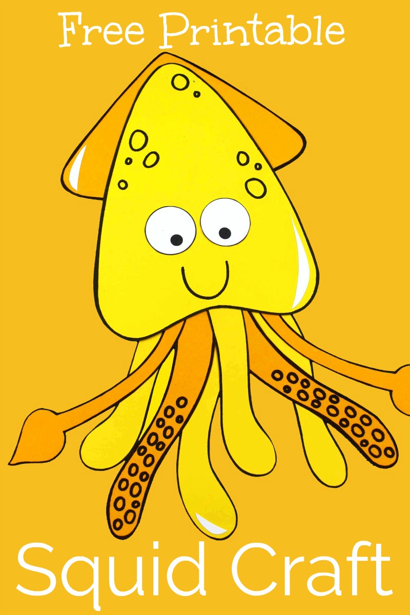 Happy Squid Craft with free printable template #FreePrintable #UnderTheSea #Squid #SquidCraft #PirateParty #UnderTheSeaParty