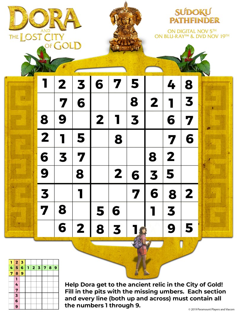 Free Printable Dora Sudoku Activity Page #Dora #Sudoku #FreePrintable