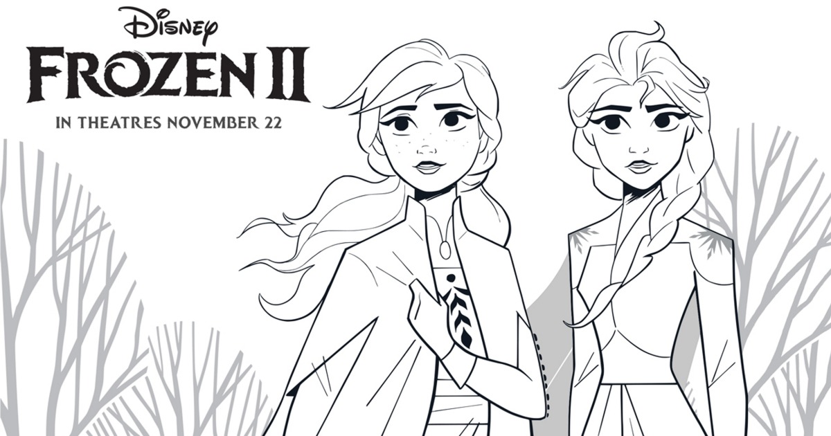 Frozen 2 Free Printable Anna and Elsa Coloring Page | Mama Likes This