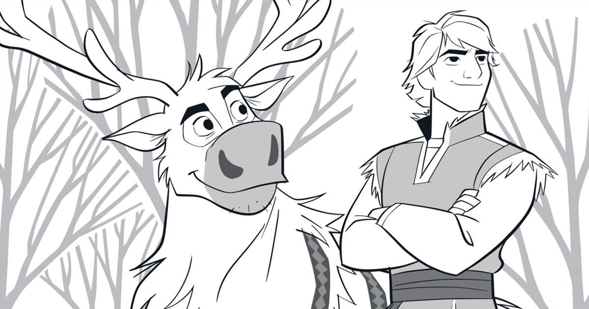 Frozen Kristoff and Sven Coloring Page - Mama Likes This
