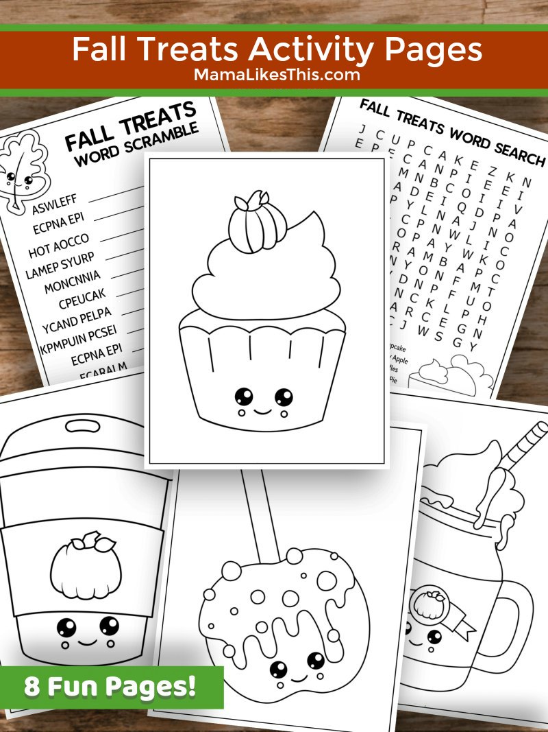 Fall Treats Activity Pages #FreePrintable #ColoringPage #Puzzles #Thanksgiving #ActivityPages #ActivitySheets