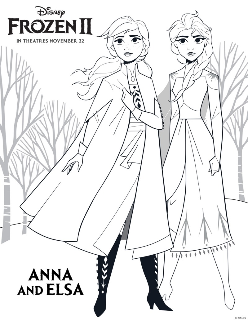 Frozen 2 Free Printable Anna and Elsa Coloring Page Mama Likes This