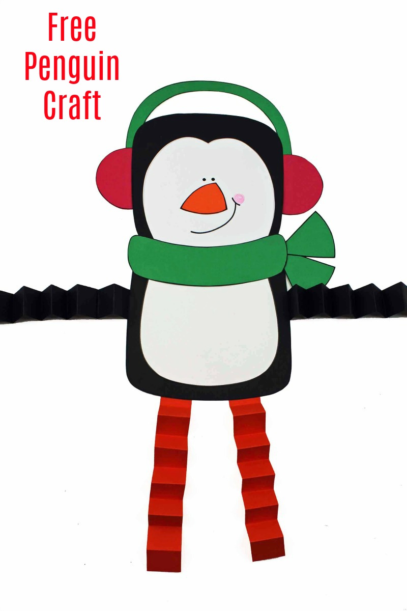 Penguin Craft with Accordion Legs #FreePrintable #PrintableCraft #Penguin #PenguinCraft #WinterCraft #HolidayCraft #ChristmasCraft