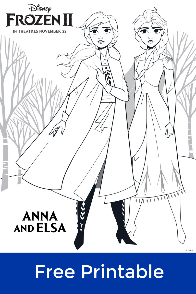 Frozen 2 Free Printable Anna and Elsa Coloring Page Mama Likes This