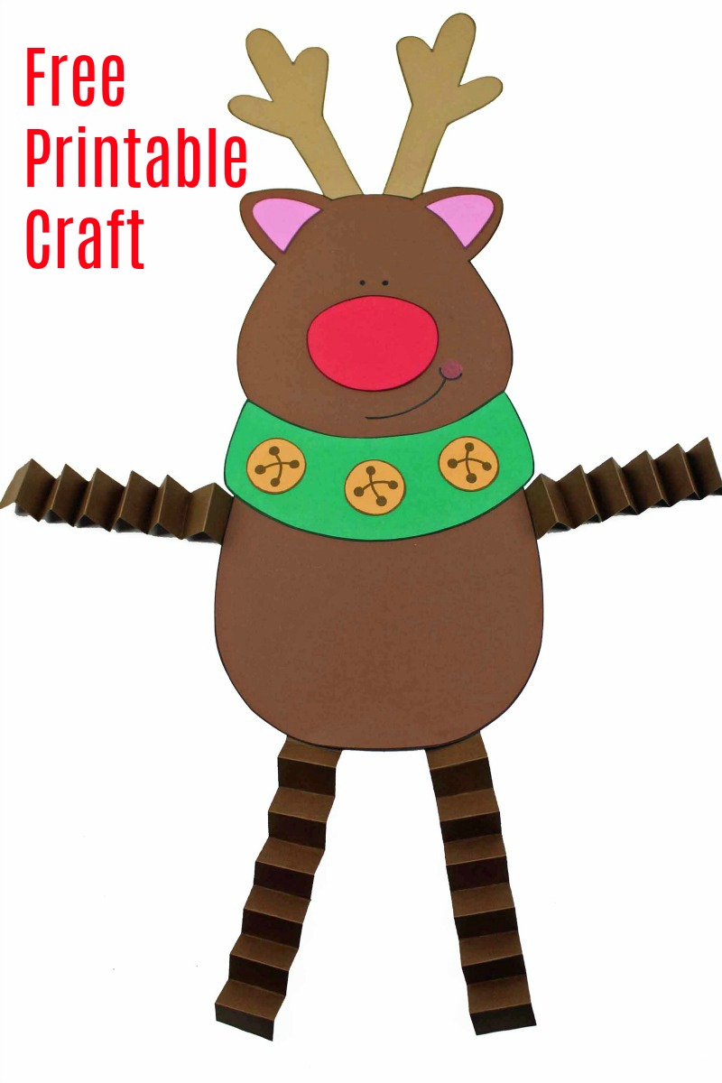 Reindeer Craft with Accordion Legs #FreePrintable #PrintableCraft #Reindeer #ReindeerCraft #ChristmasCraft #ChristmasDecor #ReindeerDecor