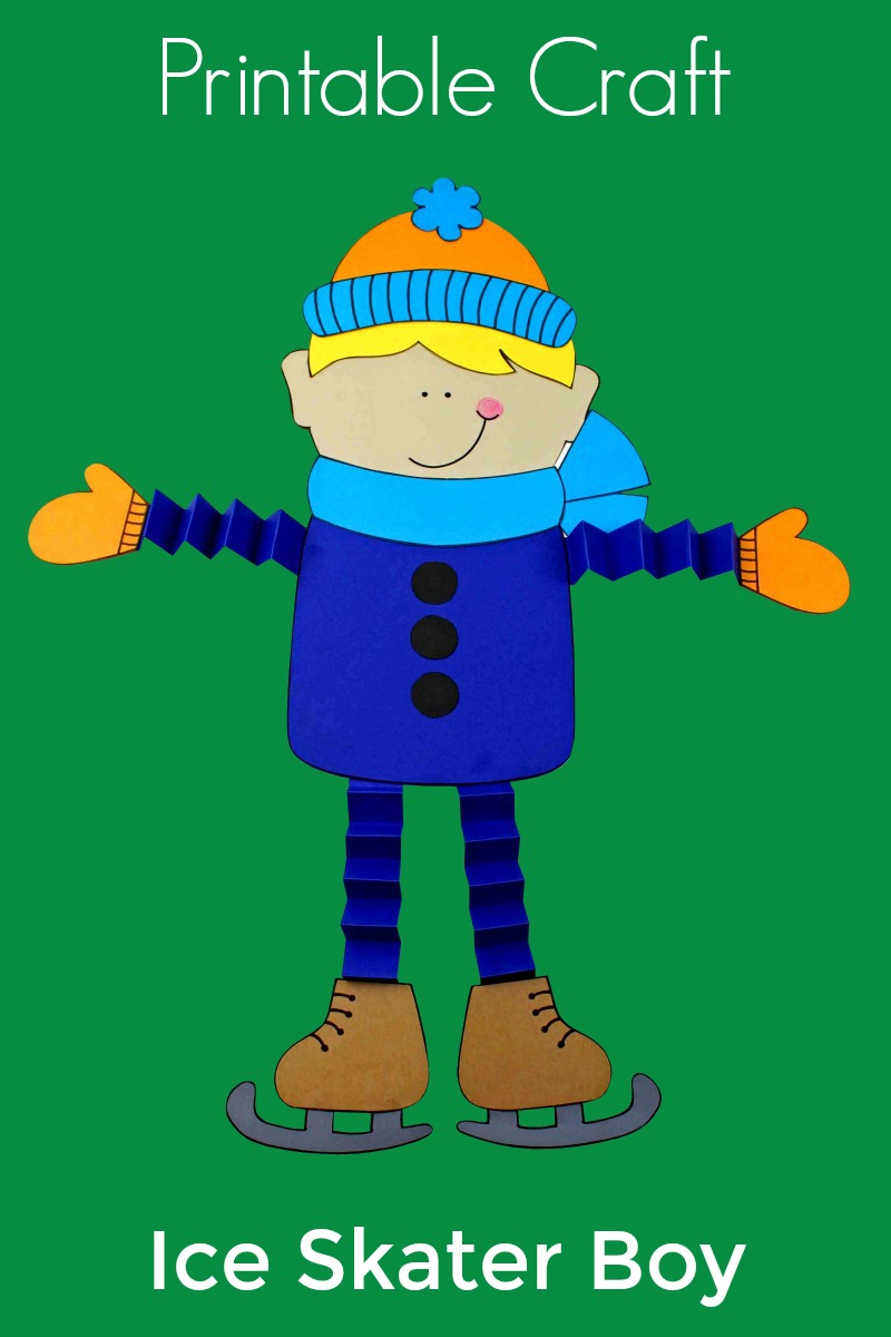 Ice Skater Boy Craft #IceSkate #Craft #WinterCraft #IceSkater #IceSkating #Papercraft #FreePrintable