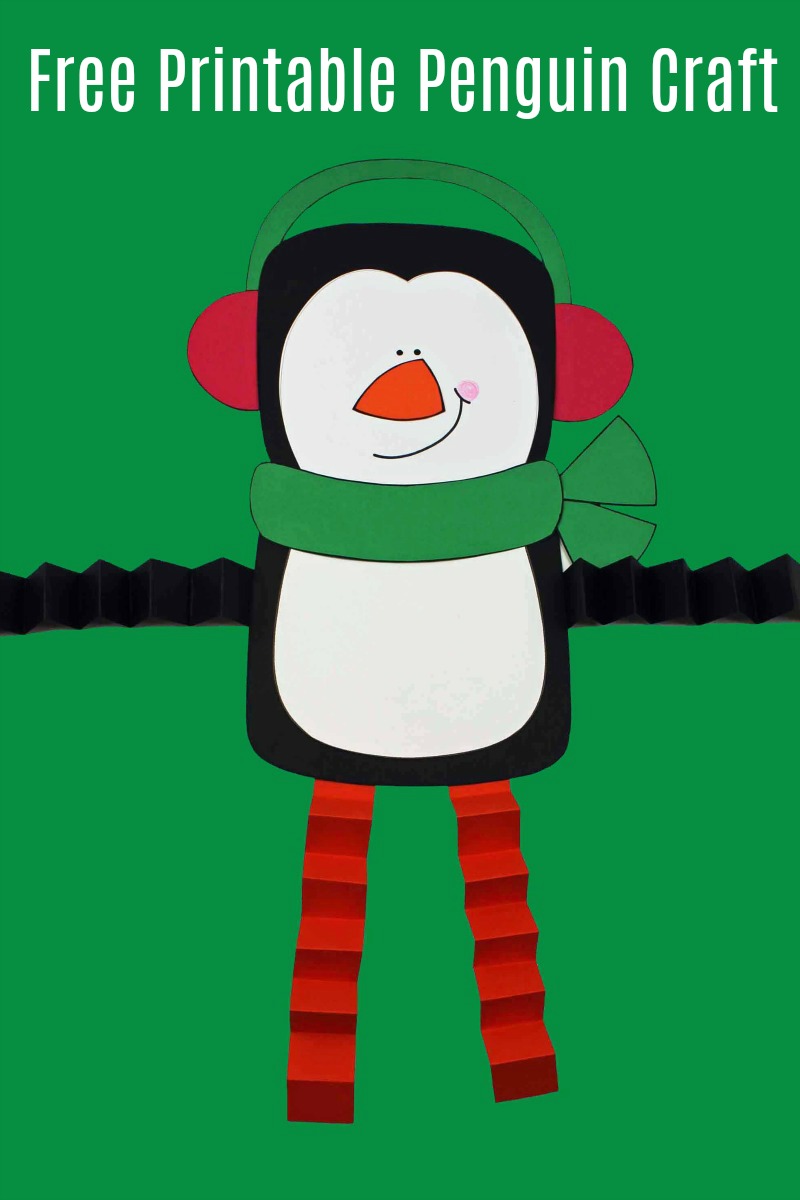 Penguin Craft with Accordion Legs #FreePrintable #PrintableCraft #Penguin #PenguinCraft #WinterCraft #HolidayCraft #ChristmasCraft