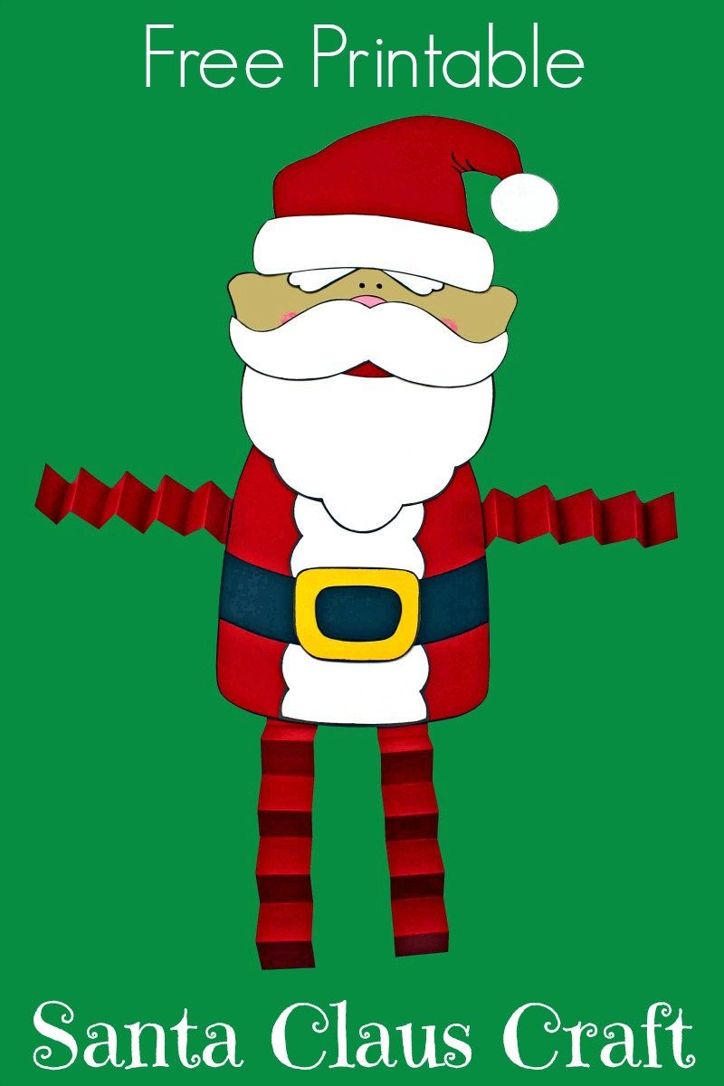 Santa Claus Craft with accordion legs #SantaCraft #ChristmasCraft #HolidayCraft #Santa #AccordionLegCraft #FreePrintable